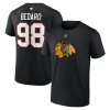 Pánské tričko Connor Bedard #98 Chicago Blackhawks Draft 2023 Stack Logo Name & Number Black