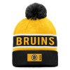 Pánská zimní čepice Boston Bruins NHL Authentic Pro Game & Train Cuffed Pom Knit Black-Yellow Gold