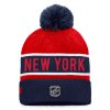 Pánská zimní čepice New York Rangers NHL Authentic Pro Game & Train Cuffed Pom Knit Deep Royal-Athletic Red