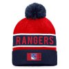 Pánská zimní čepice New York Rangers NHL Authentic Pro Game & Train Cuffed Pom Knit Deep Royal-Athletic Red