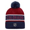 Pánská zimní čepice Colorado Avalanche NHL Authentic Pro Game & Train Cuffed Pom Knit Athletic Navy-Dark Garnet