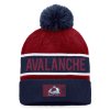 Pánská zimní čepice Colorado Avalanche NHL Authentic Pro Game & Train Cuffed Pom Knit Athletic Navy-Dark Garnet