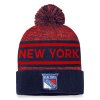 Pánská zimní čepice New York Rangers NHL Authentic Pro Rink Heathered Cuffed Pom Knit