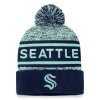 Pánská zimní čepice Seattle Kraken NHL Authentic Pro Rink Heathered Cuffed Pom Knit