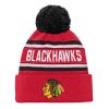 Dětská zimní čepice Chicago Blackhawks NHL Jacquard Cuffed Knit With Pom