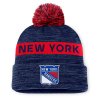 Pánská zimní čepice New York Rangers NHL Authentic Pro Rink Beanie Cuff With POM