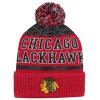 Dětská zimní čepice Chicago Blackhawks NHL Puck Pattern Cuffed Pom