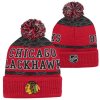 Dětská zimní čepice Chicago Blackhawks NHL Puck Pattern Cuffed Pom