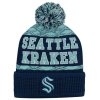 Dětská zimní čepice Seattle Kraken NHL Puck Pattern Cuffed Pom