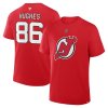 Pánské tričko New Jersey Devils NHL Jack Hughes #86 Authentic Stack Name & Number T-Shirt - Red