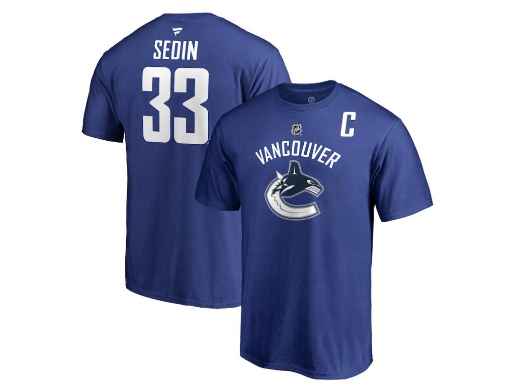 Tričko #33 Henrik Sedin Vancouver Canucks Stack Logo Name & Number