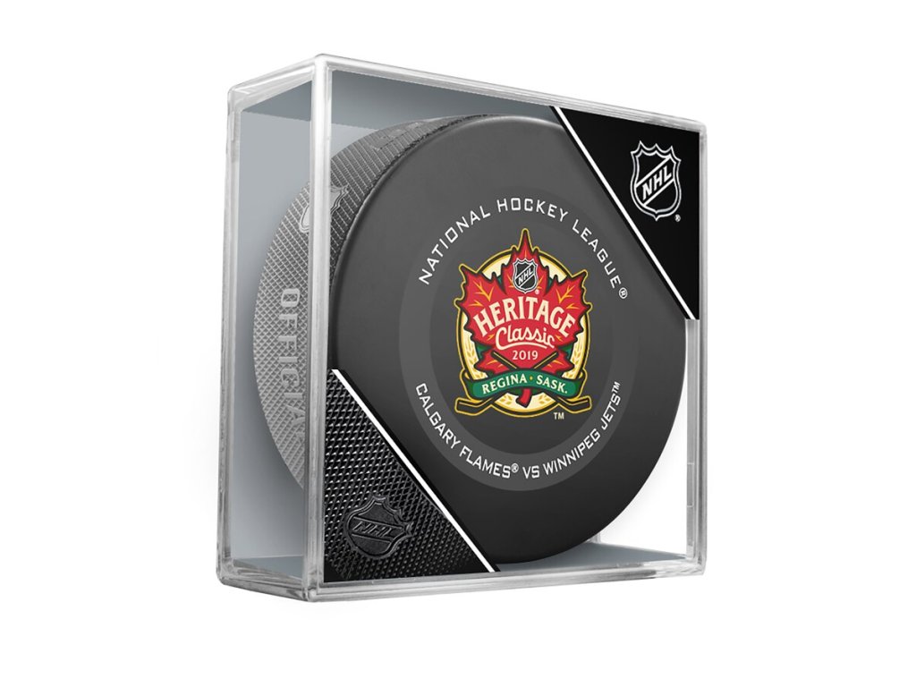 Puk 2019 Heritage Classic Official Game Puck Winnipeg Jets NHL vs. Calgary Flames NHL