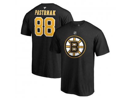 Tričko Boston Bruins David Pastrňák #88 Stack Logo Name & Number