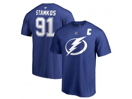 Pánské tričko #91 Steven Stamkos Tampa Bay Lightning NHL Stack Logo Name & Number