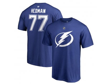 Pánské tričko #77 Victor Hedman Tampa Bay Lightning NHL Stack Logo Name & Number