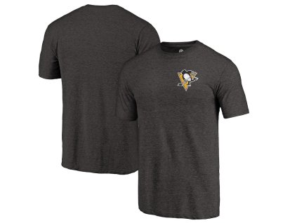 Pánské tričko Pittsburgh Penguins NHL Primary Logo Left Chest Distressed Tri-Blend