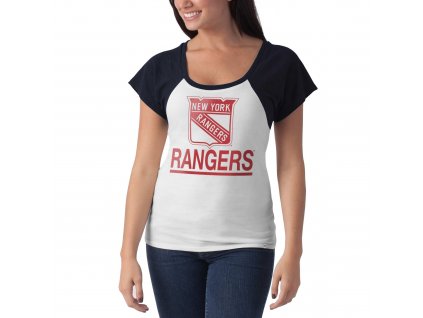Dámské tričko New York Rangers Big Time Slim Fit Raglan T-Shirt (Veľkosť XL)