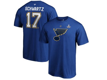 Pánské tričko Jaden Schwartz St. Louis Blues NHL 2019 Stanley Cup Champions Authentic Stack Name & Number
