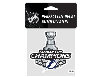 Samolepka Tampa Bay Lightning NHL 2021 Stanley Cup Champions 4'' x 4'' Perfect-Cut Decal