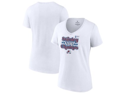 Dámské tričko Colorado Avalanche NHL 2022 Stanley Cup Champions Saucer Pass V-Neck