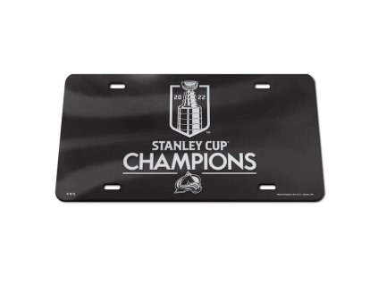 Cedule Colorado Avalanche NHL 2022 Stanley Cup Champions Acrylic Laser-Cut Trophy License Plate
