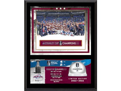 Obraz Colorado Avalanche 2022 Stanley Cup Champions 12'' x 15'' Sublimated Plaque with Game-Used Ice from the 2022 Stanley Cup Final - Limited Edition of 2022