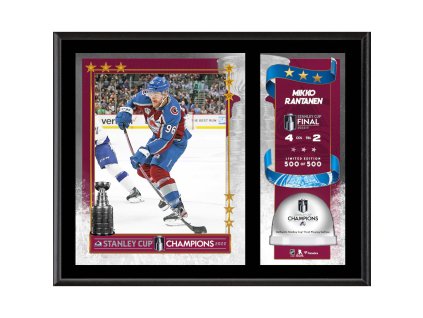 Obraz Colorado Avalanche NHL 2022 Stanley Cup Champions Mikko Rantanen 12'' x 15'' Sublimated Plaque with Game-Used Ice from the 2022 Stanley Cup Final - Limited Edition of 500