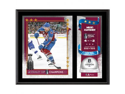 Obraz Colorado Avalanche 2022 Stanley Cup Champions Mikko Rantanen 12'' x 15'' Sublimated Plaque with Game-Used Ice from the 2022 Stanley Cup Final - Limited Edition of 500