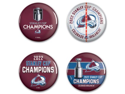 Sada placek Colorado Avalanche NHL 2022 Stanley Cup Champions 4-Pack Button Set