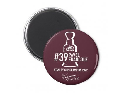 Magnet na lednici Pavel Francouz #39 Stanley Cup Champion 2022 Colorado Avalanche 44 mm - burgundy