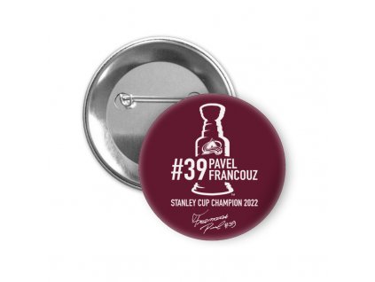 Placka Pavel Francouz #39 Stanley Cup Champion 2022 Colorado Avalanche 44 mm - burgundy