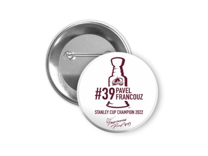 Placka Pavel Francouz #39 Stanley Cup Champion 2022 Colorado Avalanche NHL 44 mm - bílá