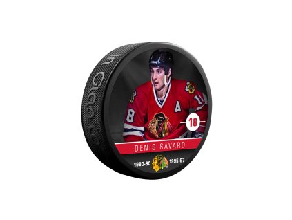 Puk Denis Savard #18 Chicago Blackhawks NHL Souvenir Collector Hockey Puck