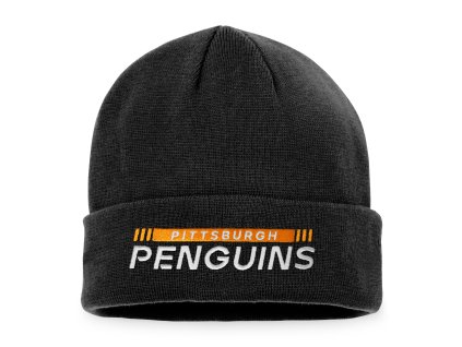 Pánská zimní čepice Pittsburgh Penguins NHL Authentic Pro Game & Train Cuffed Knit Black