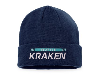 Pánská zimní čepice Seattle Kraken NHL Authentic Pro Game & Train Cuffed Knit Traditional Navy