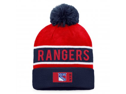 Zimní čepice New York Rangers Authentic Pro Game & Train Cuffed Pom Knit Deep Royal-Athletic Red