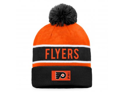 Zimní čepice Philadelphia Flyers Authentic Pro Game & Train Cuffed Pom Knit Black-Dark Orange
