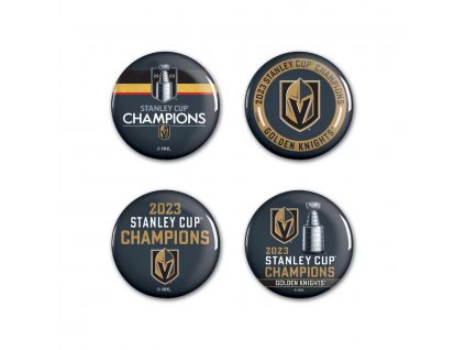 Sada placek Vegas Golden Knights 2023 Stanley Cup Champions Four-Pack Button Set