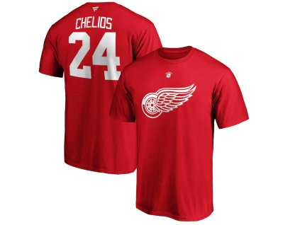 Pánské tričko Chris Chelios #24 Detroit Red Wings NHL Name & Number T-Shirt - Red