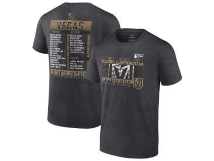 Pánské tričko Vegas Golden Knights NHL 2023 Stanley Cup Champions Roster Heather Charcoal