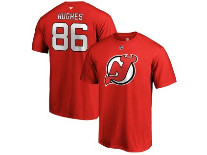 Pánské tričko Jack Hughes #86 New Jersey Devils NHL Name & Number T-Shirt - Red
