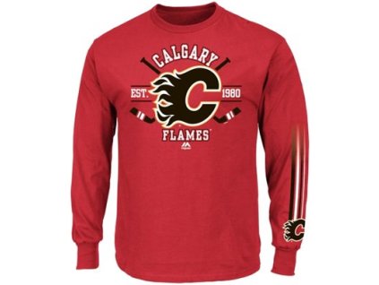 Pánské tričko Calgary Flames NHL Cross Check - dlouhý rukáv