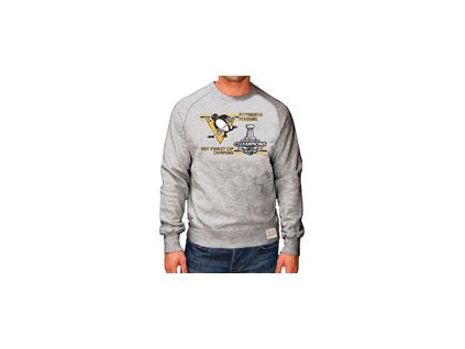 Mikina Pittsburgh Penguins Original Retro Brand 2017 Stanley Cup Champions Raglan Long Sleeve Crew Sweatshirt - Gray
