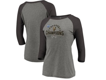 Dámske Tričko Vegas Golden Knights 2018 Western Conference Champions Boarding Tri-Blend Raglan 3/4 Sleeve