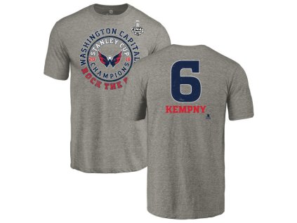 Pánské tričko #6 Michal Kempný Washington Capitals NHL 2018 Stanley Cup Champions Tri-Blend