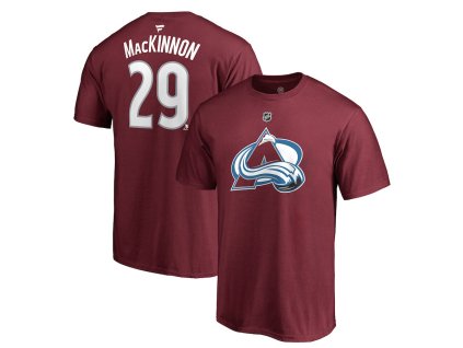 Pánské tričko #29 Nathan MacKinnon Colorado Avalanche NHL Stack Logo Name & Number