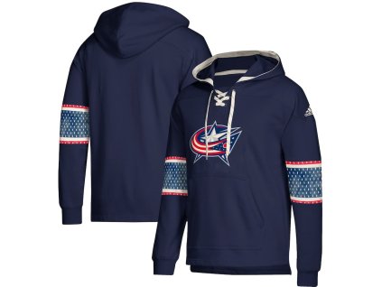 Pánská mikina Columbus Blue Jackets NHL Adidas Jersey Lace-Up Pullover Hoodie