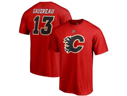 Pánské tričko Calgary Flames NHL Johnny Gaudreau #13 Stack Alternate Name & Number
