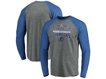 Pánské tričko Tampa Bay Lightning NHL 2020 Stanley Cup Champions Odd Man Rush Tri-Blend Raglan