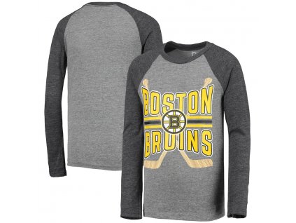 Detské tričko Boston Bruins Square Up Raglan Tri-Blend dlouhý rukáv